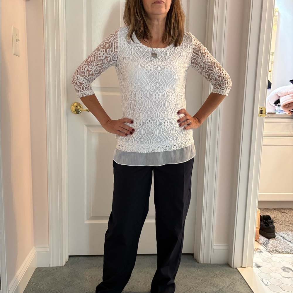 JM Collection White Lace Blouse